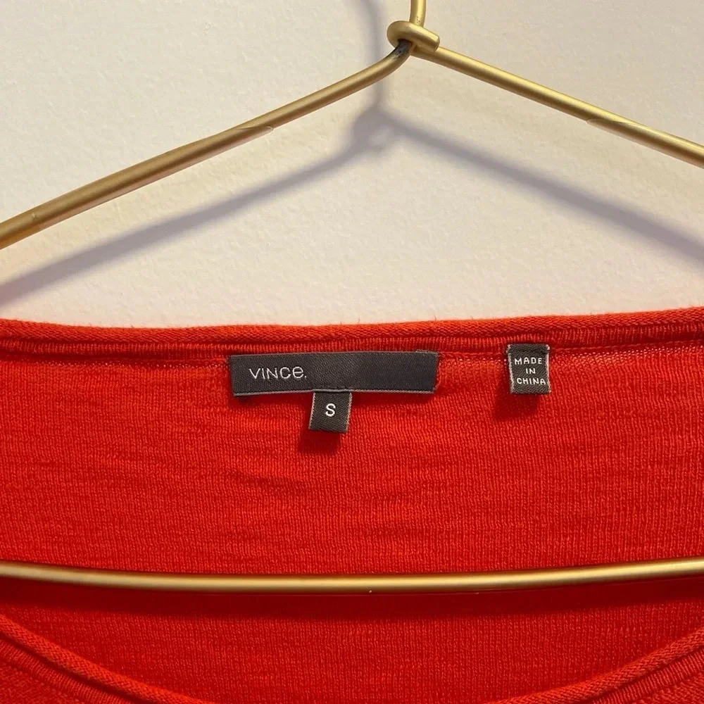 Vince Red Orange Long Sleeve Lightweight Sweater Womens - Picture 7 of 8